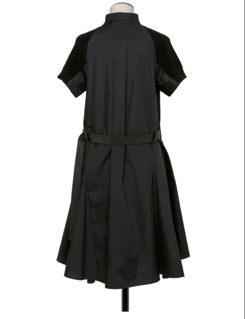 美品 sacai ドッキングワンピース　コットンニット　ポプリン　ベルテッド　黒