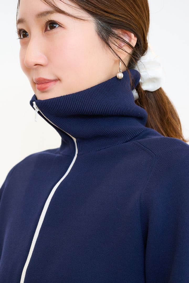 【新品タグ付き】UNIQLO ミラノリブフルジップカーディガン　ネイビー　M