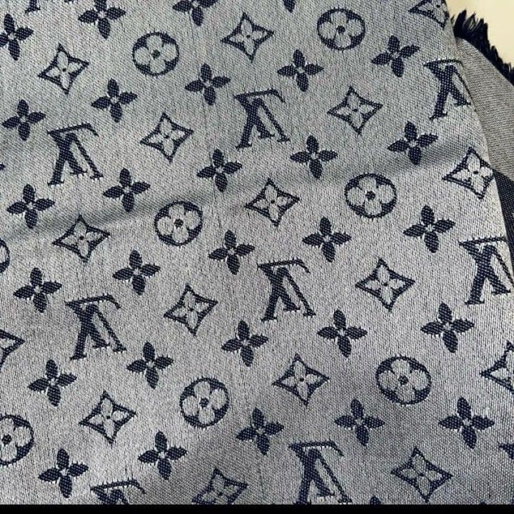 美品LOUIS VUITTON ストール グレーxネイビー140cm×