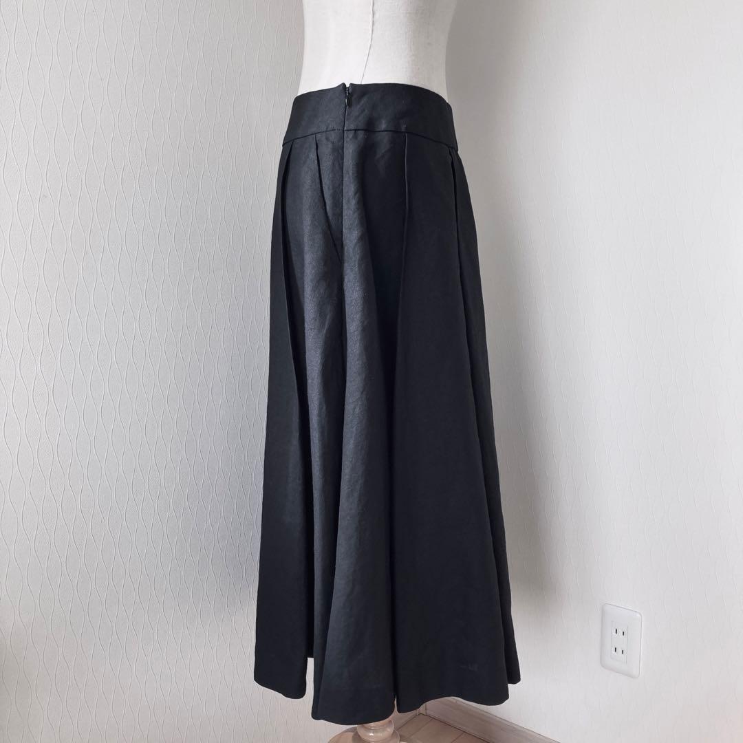 美品＊マーガレットハウエル リネン 3プリーツスカート ブラック 黒 日本製