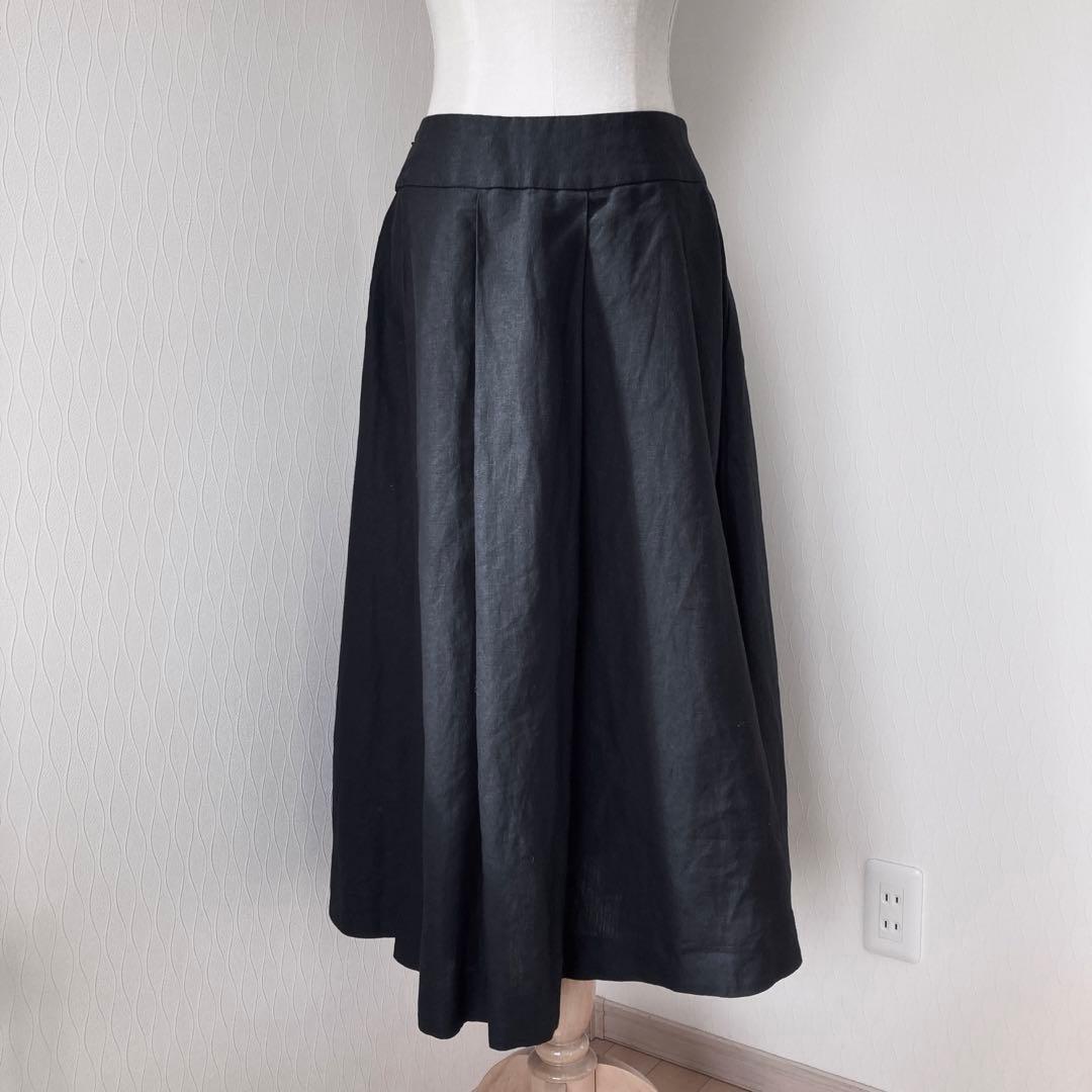 美品＊マーガレットハウエル リネン 3プリーツスカート ブラック 黒 日本製