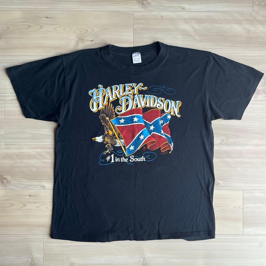 80s ハーレー Tシャツ USA製 両面プリント 星条旗 XL