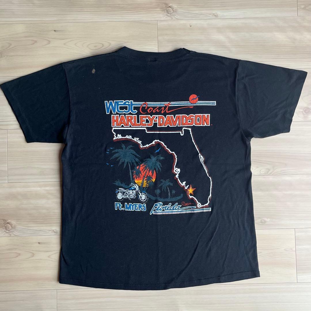80s ハーレー Tシャツ USA製 両面プリント 星条旗 XL