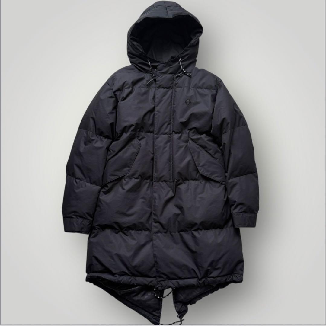 希少 美品 FRED PERRY ロングダウンコート ロングコート ブラック