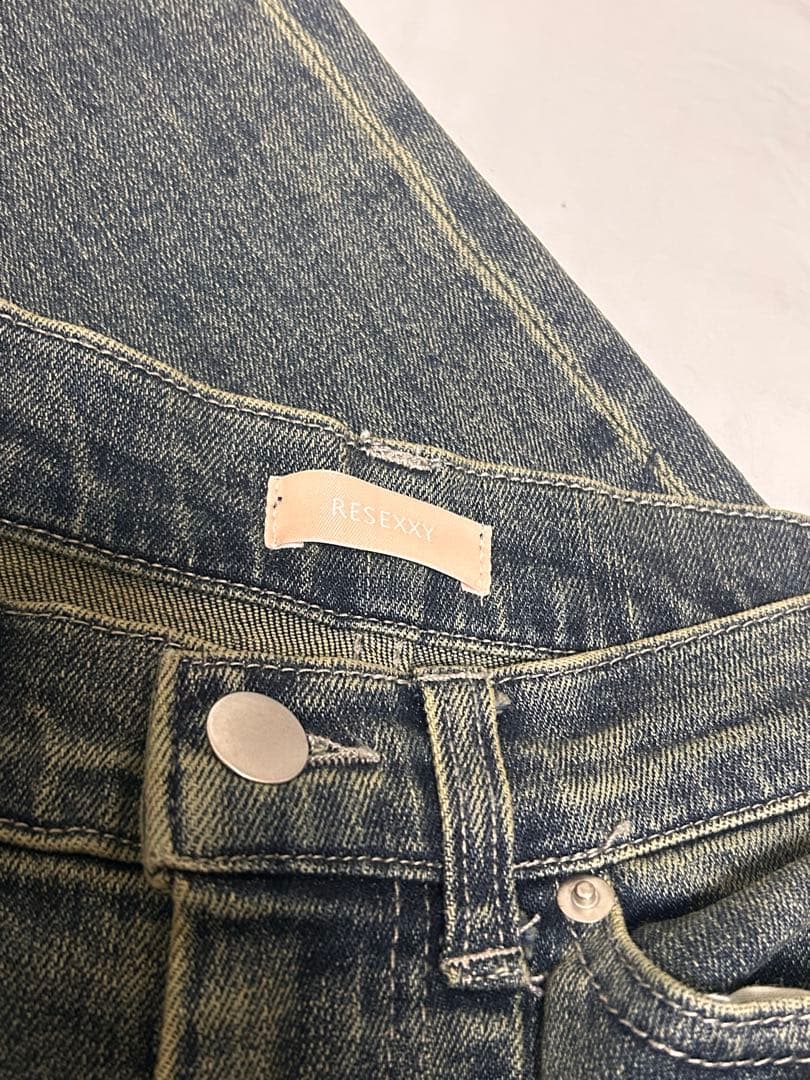 RESEXXY カットアウトリボンデニムパンツ　ブルーSサイズ