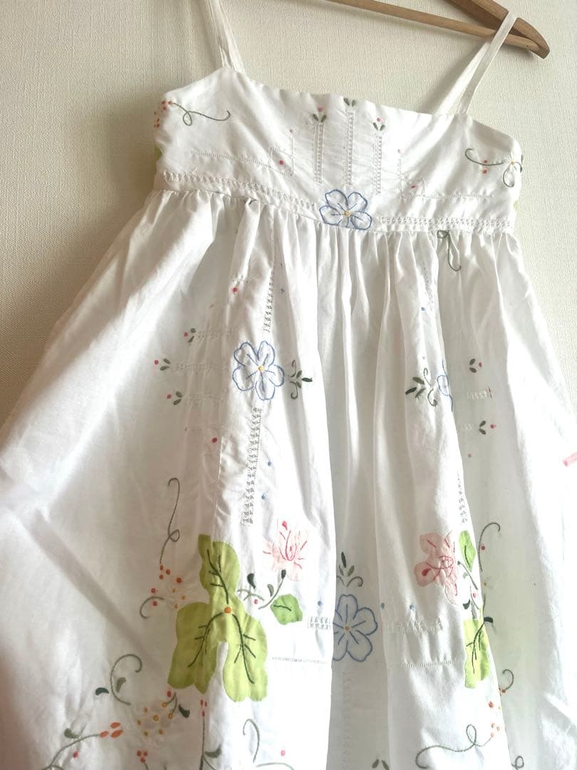 remake ハンドメイド　テーブルクロスワンピース　レース　キャミワンピ
