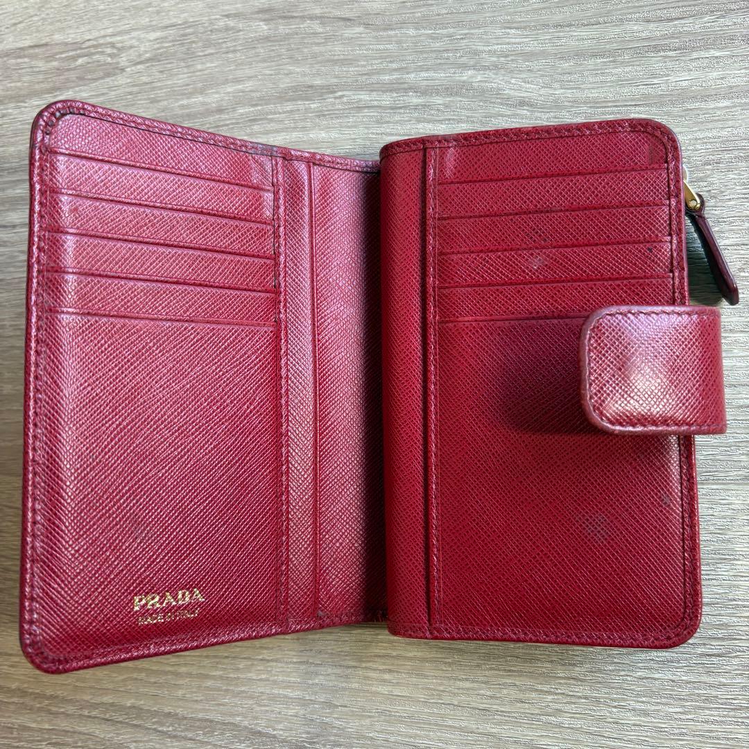 【正規品】PRADA 二つ折り財布 ピンク サフィアーノレザー