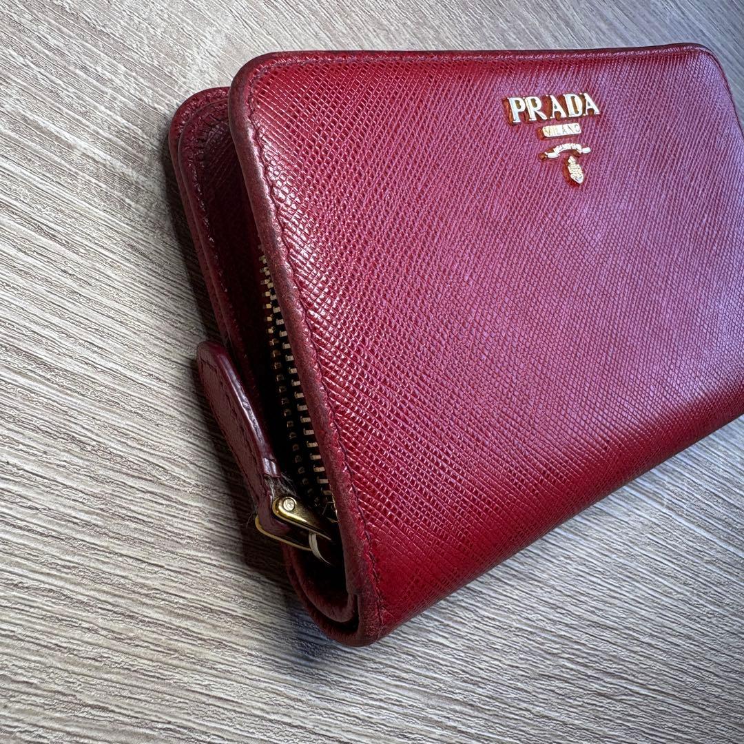 【正規品】PRADA 二つ折り財布 ピンク サフィアーノレザー
