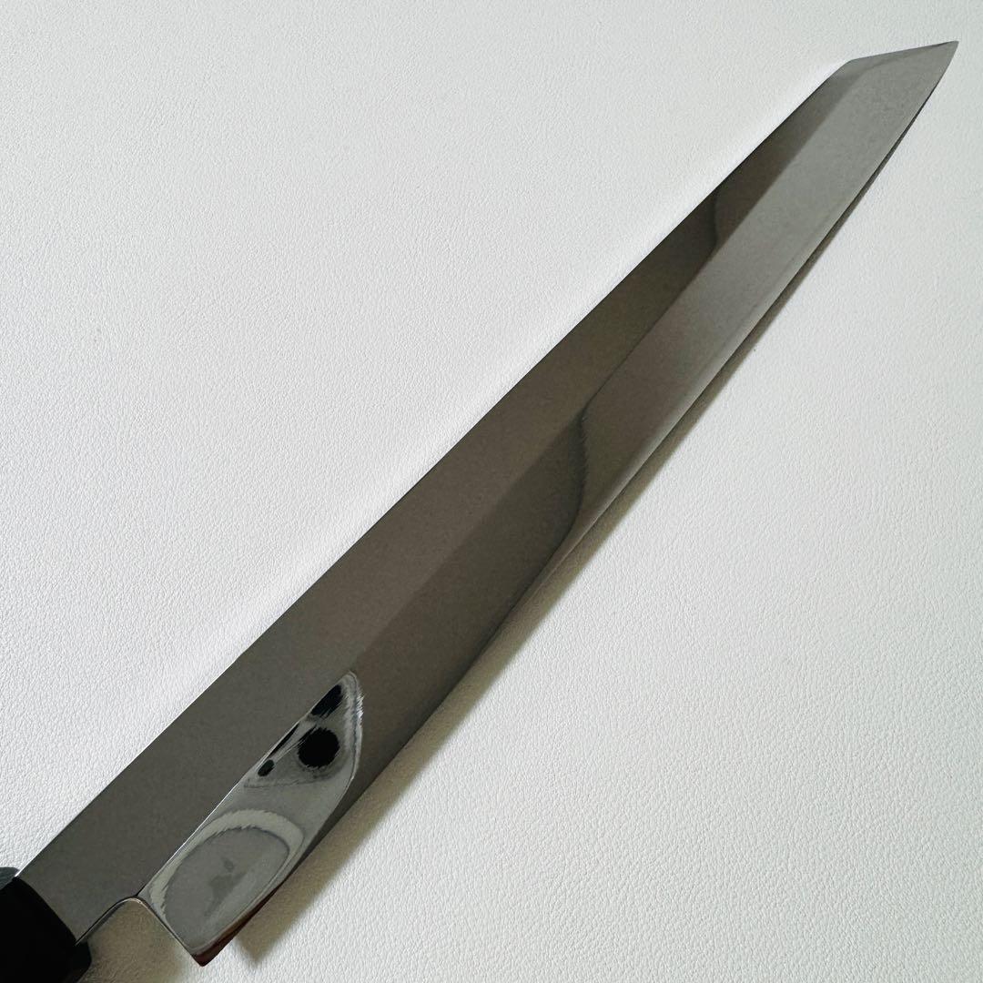 切付柳刃 270mm 片刃 鏡面仕上げ 天然牛角黒檀八角柄 刺身包丁