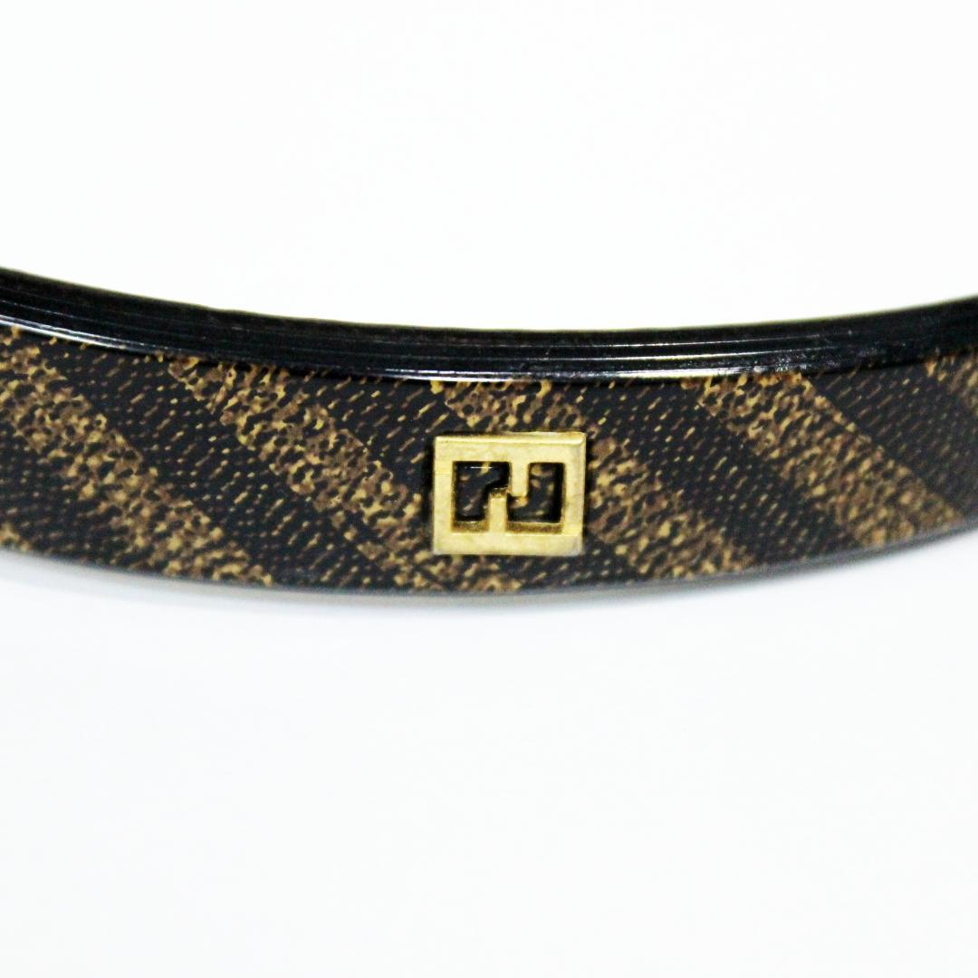 美品 FENDI フェンディ カチューシャ ペカン柄 ズッカ ブラウン ブラック