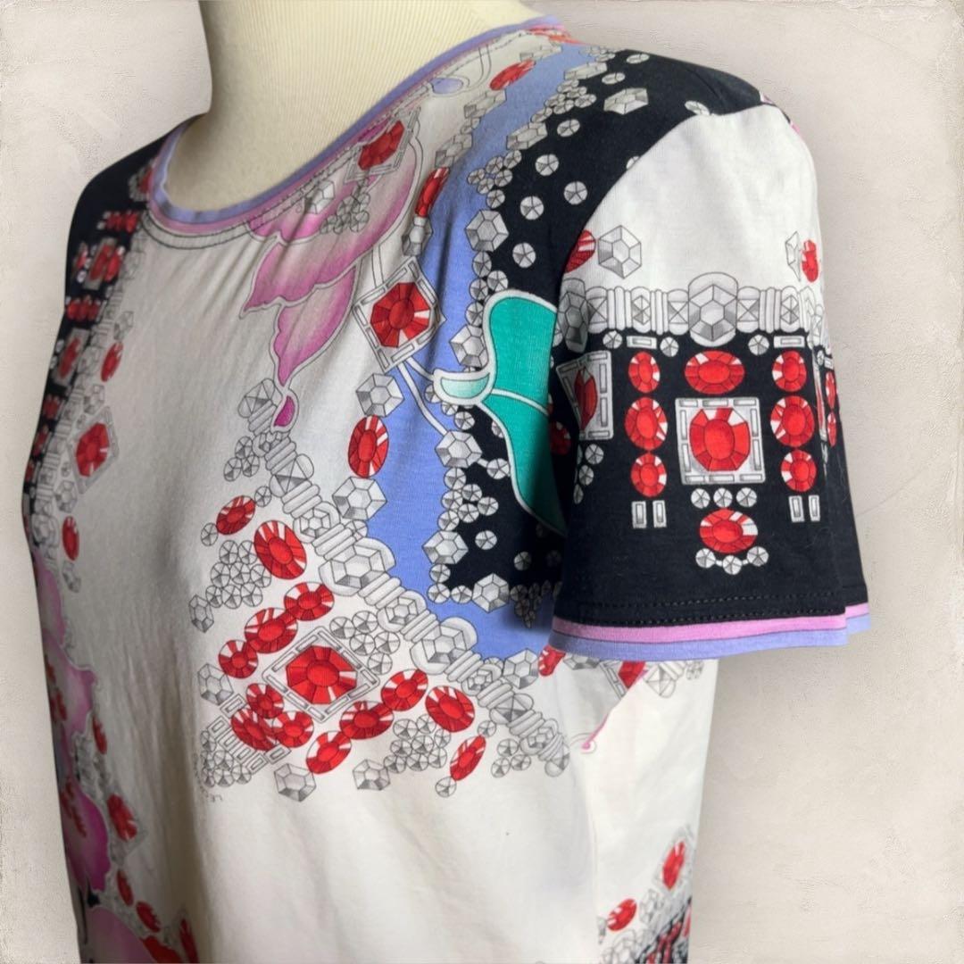 LEONARD レオナール 宝石 花柄 半袖 カットソー XL 大きいサイズ