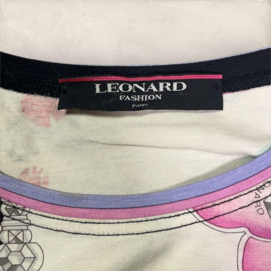 LEONARD レオナール 宝石 花柄 半袖 カットソー XL 大きいサイズ