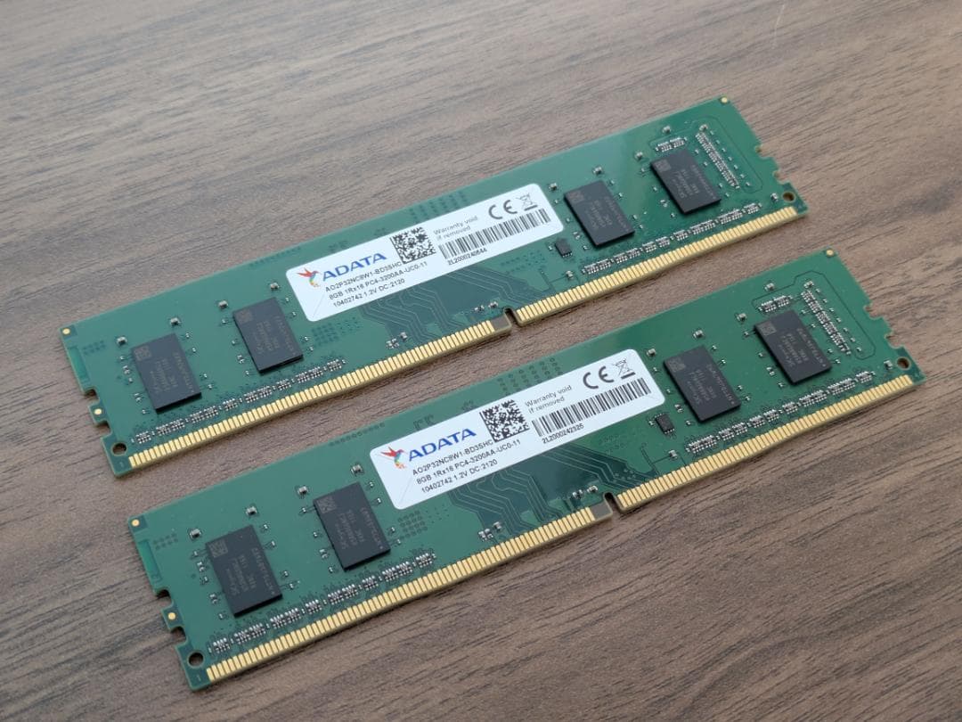 ADATA製　PC4-3200　16GB (8GB-2枚)　1Rx16　メモリ