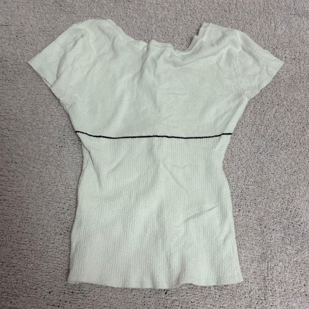ANDMARYアンドマリー Putty ribbon tops white