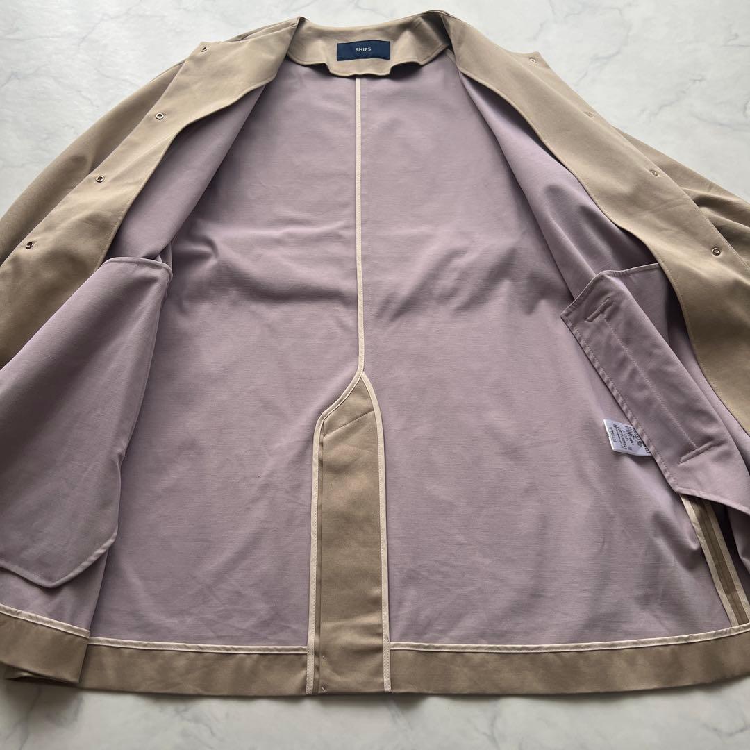 シップス ノーカラー 「UVカット/手洗い可能」FUNCTIONチノハーフコート