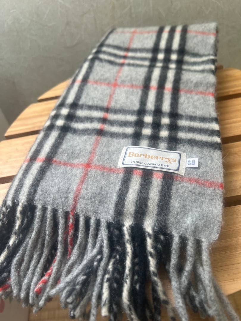 【極美品】Burberry バーバリー　ノバチェック　カシミヤ　マフラー　グレー