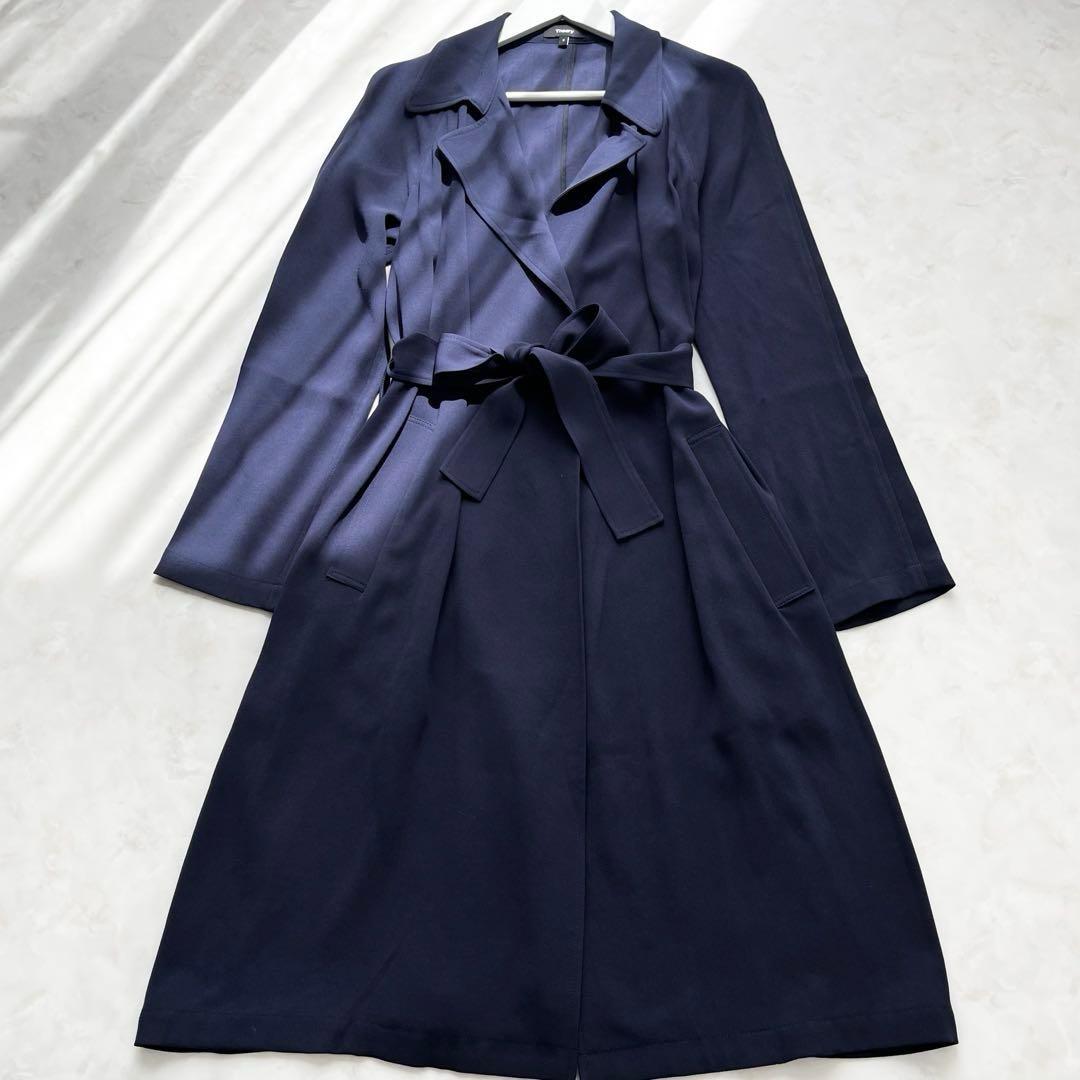 【美品】 theory スプリングコート トレンチコート ベルト ネイビー