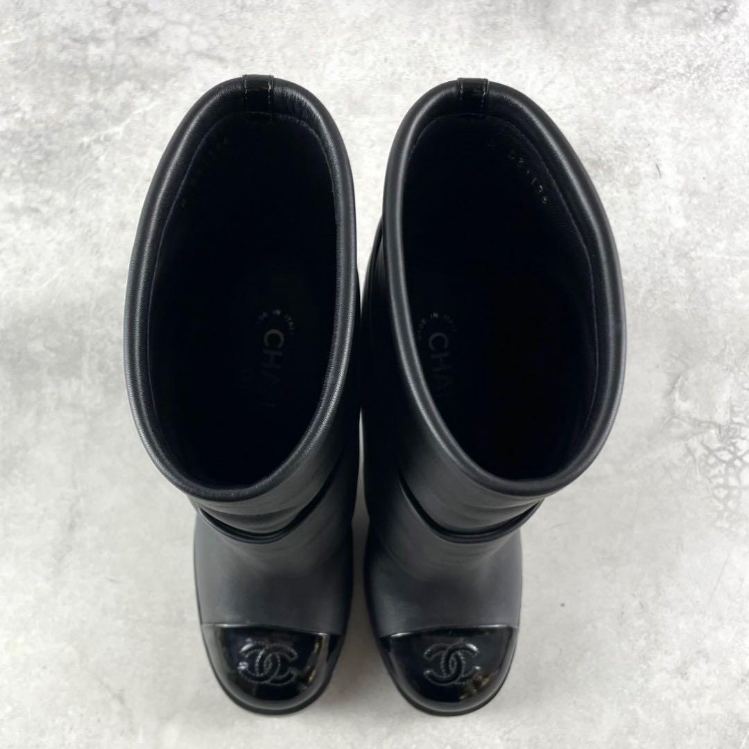 極美品✨CHANEL ココマーク 本革 レイヤード チャンキーヒール ブーツ