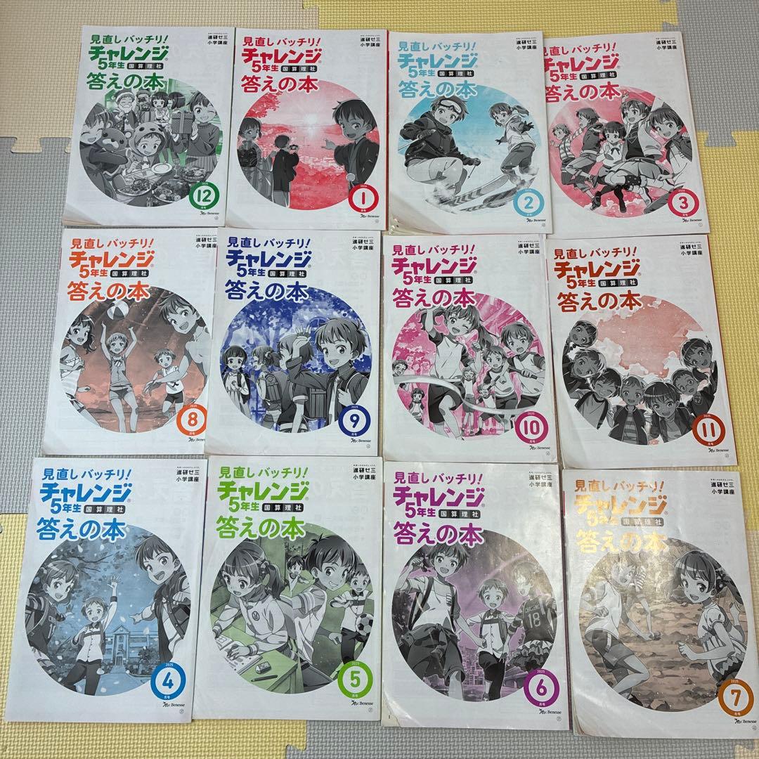 進研ゼミ　小学講座　チャレンジ５年生　2025年度　１年分　国語算数理科社会英語