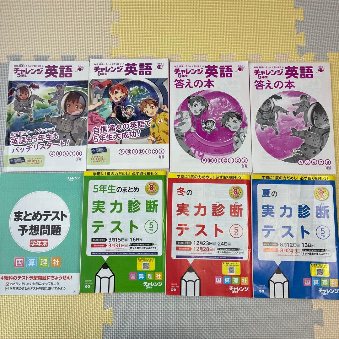進研ゼミ　小学講座　チャレンジ５年生　2025年度　１年分　国語算数理科社会英語