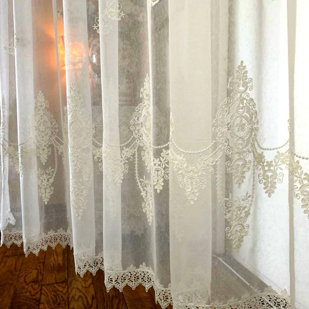 ちろ様　#944 パーテーション　オフホワイト　上質刺繍レース