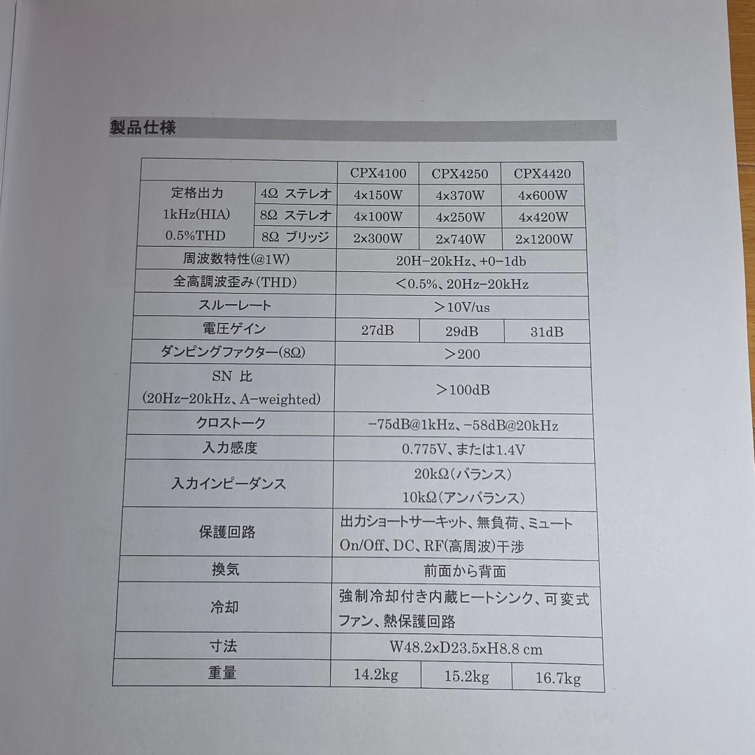 動作確認済 CLASSIC PRO CPX4250 パワーアンプ 4チャンネル