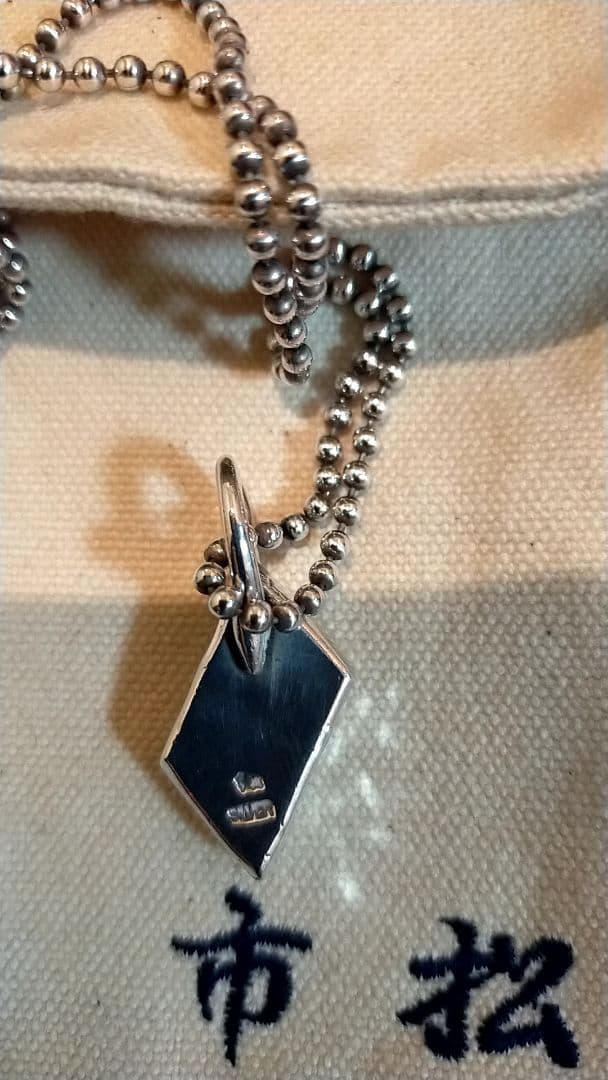 【貴重】市松 （イチマツ）シルバー ハンドメイド　ネックレス　チェーン２本
