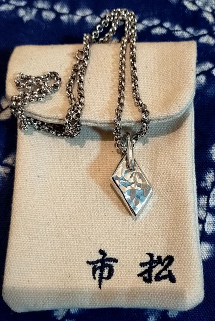 【貴重】市松 （イチマツ）シルバー ハンドメイド　ネックレス　チェーン２本
