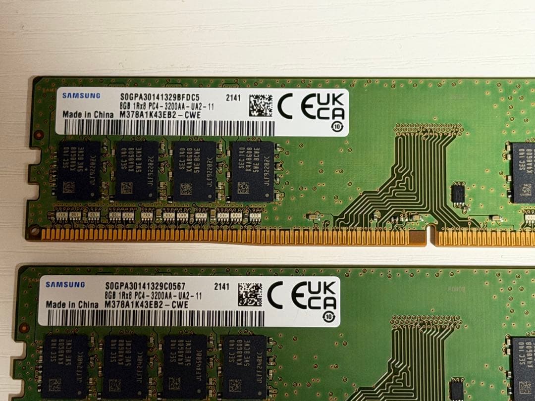 Samsung 8GB × 2 計 16GB DDR4 3200 メモリ 2枚組