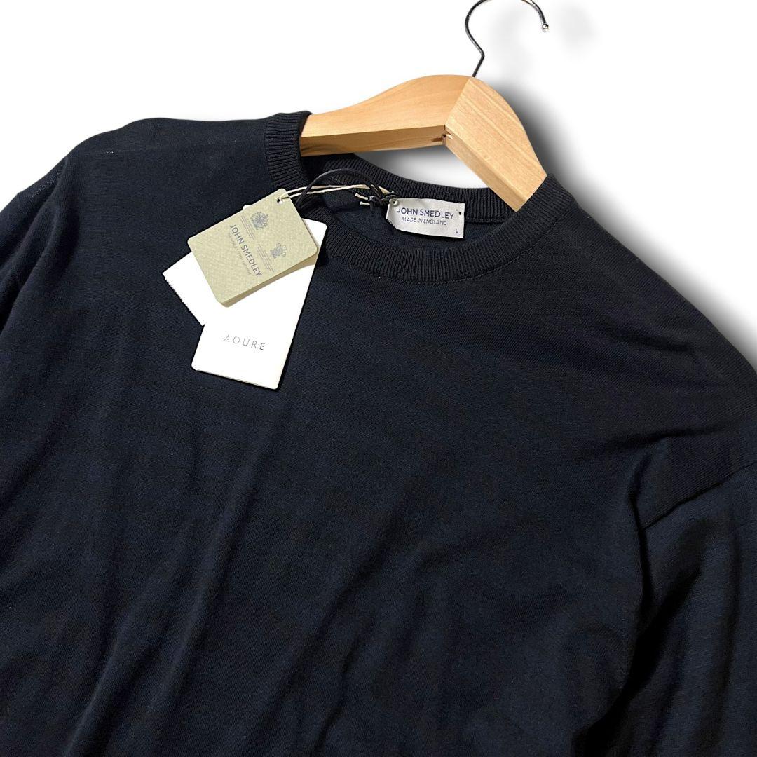 新品タグ付 ジョンスメドレー ボーダー柄 ニット Tシャツ L 定価31900