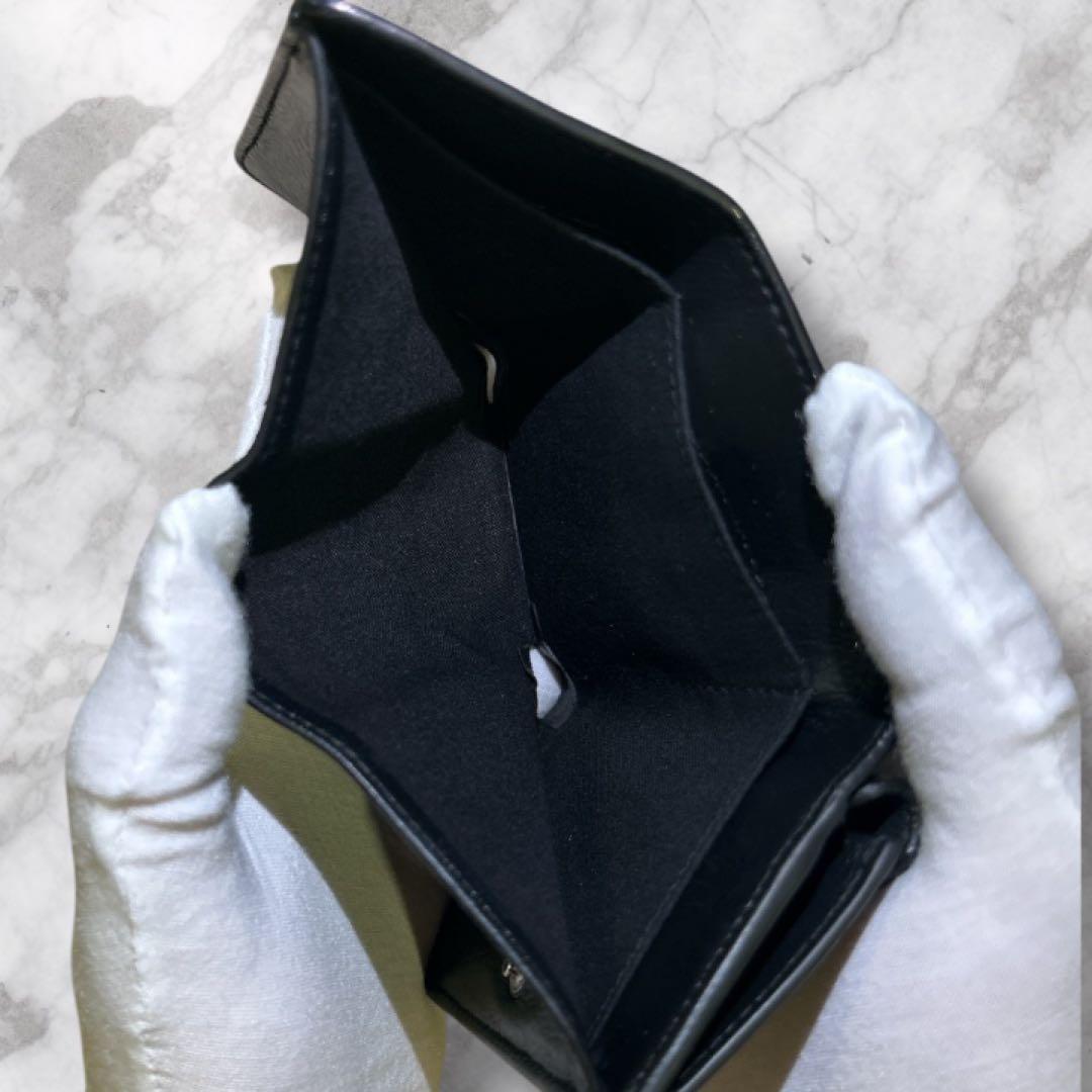バレンシアガ 三つ折り財布 黒 本革 リカラー済 袋付 コンパクトミニウォレット
