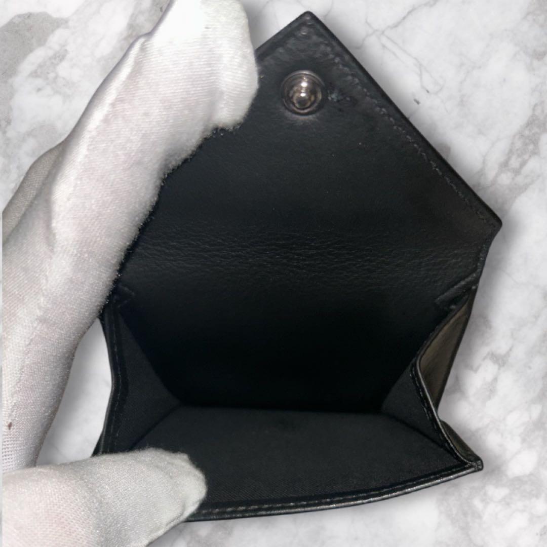 バレンシアガ 三つ折り財布 黒 本革 リカラー済 袋付 コンパクトミニウォレット