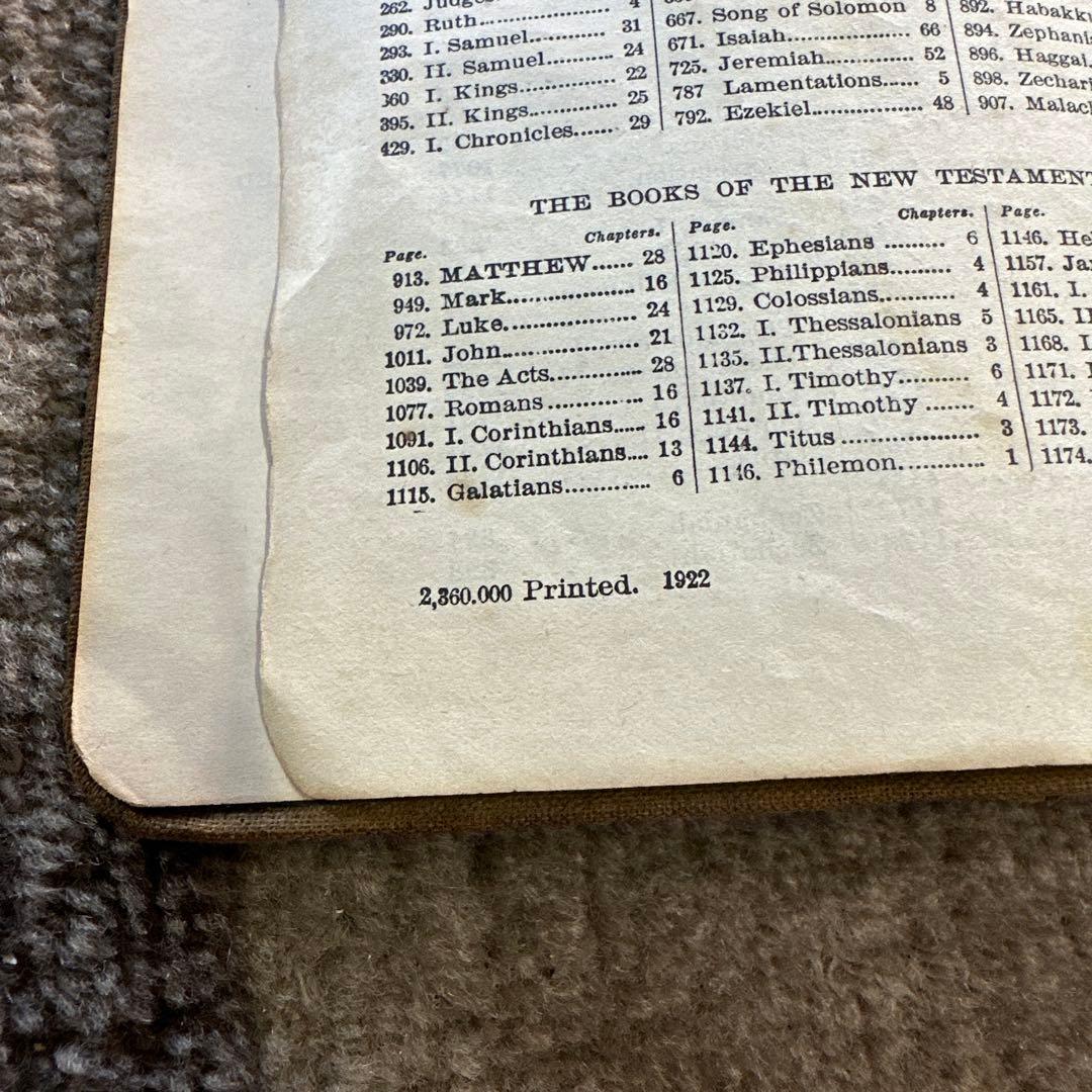 1922年発行 アメリカ 聖書 HOLY BIBLE 洋書 アンティーク