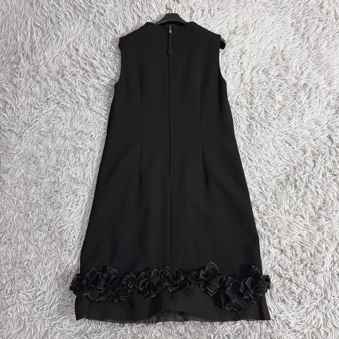 極美品✨14万 フォクシー ブラックペタル フリルオーガンジーワンピースドレス