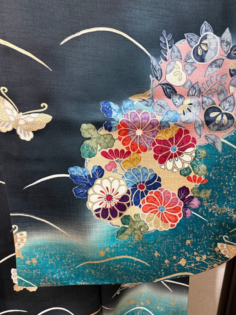 振袖　成人式　露芝　蝶　花柄　金箔　RT6