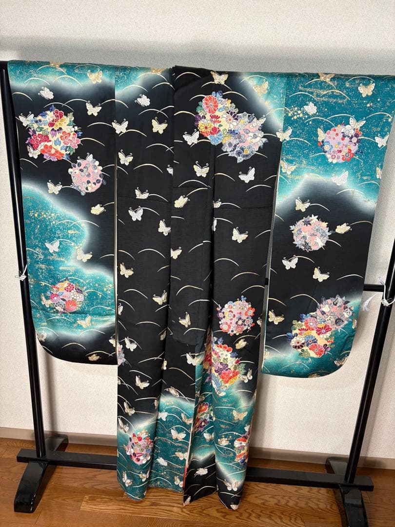 振袖　成人式　露芝　蝶　花柄　金箔　RT6
