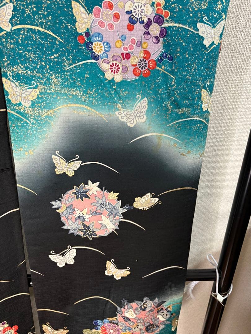 振袖　成人式　露芝　蝶　花柄　金箔　RT6