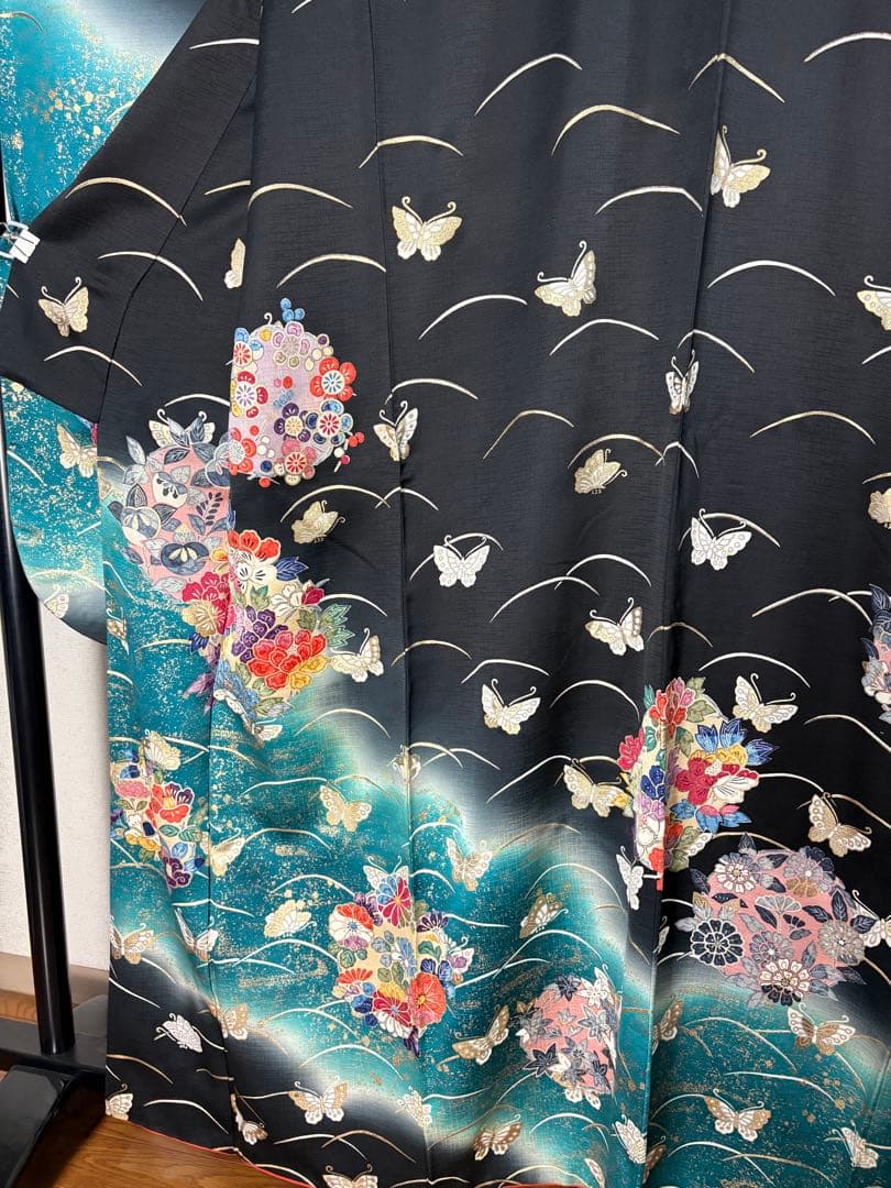 振袖　成人式　露芝　蝶　花柄　金箔　RT6
