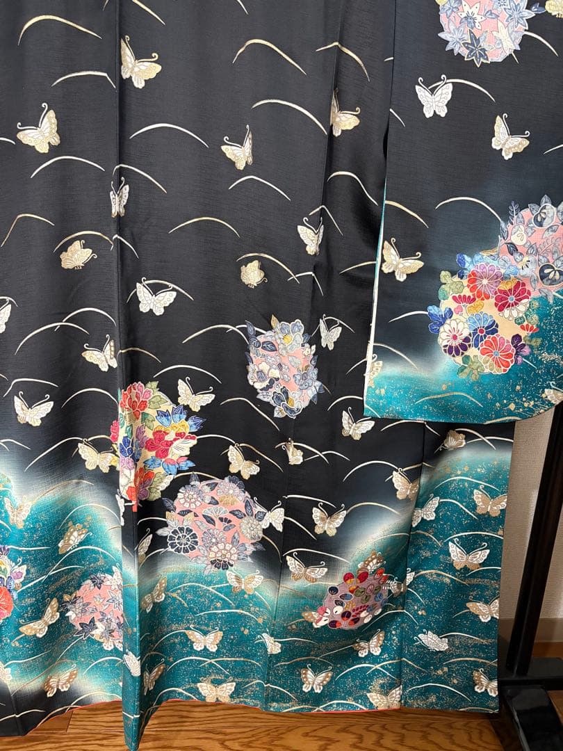 振袖　成人式　露芝　蝶　花柄　金箔　RT6
