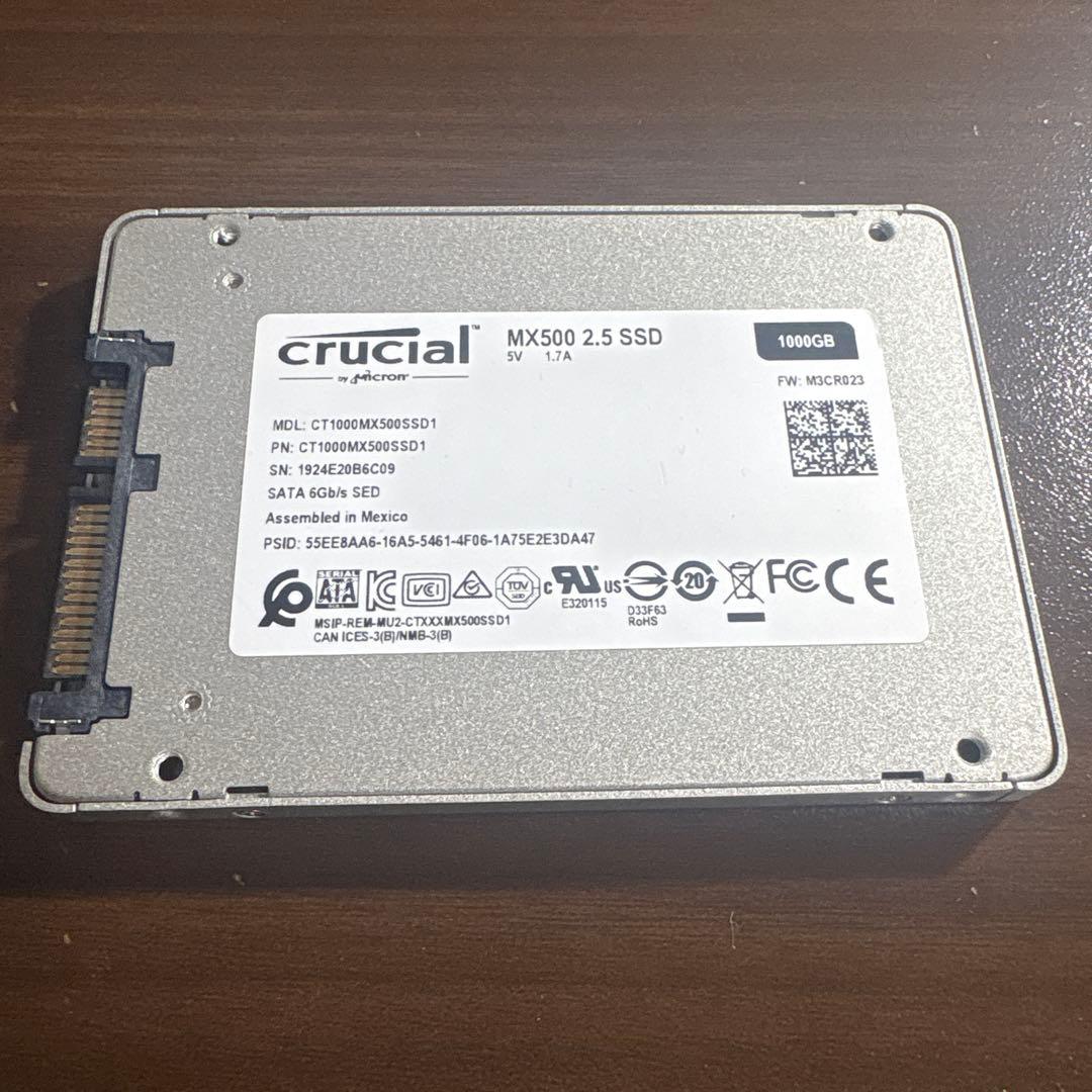 Crucial MX500 1000GB SSD クルーシャル 動作確認済み