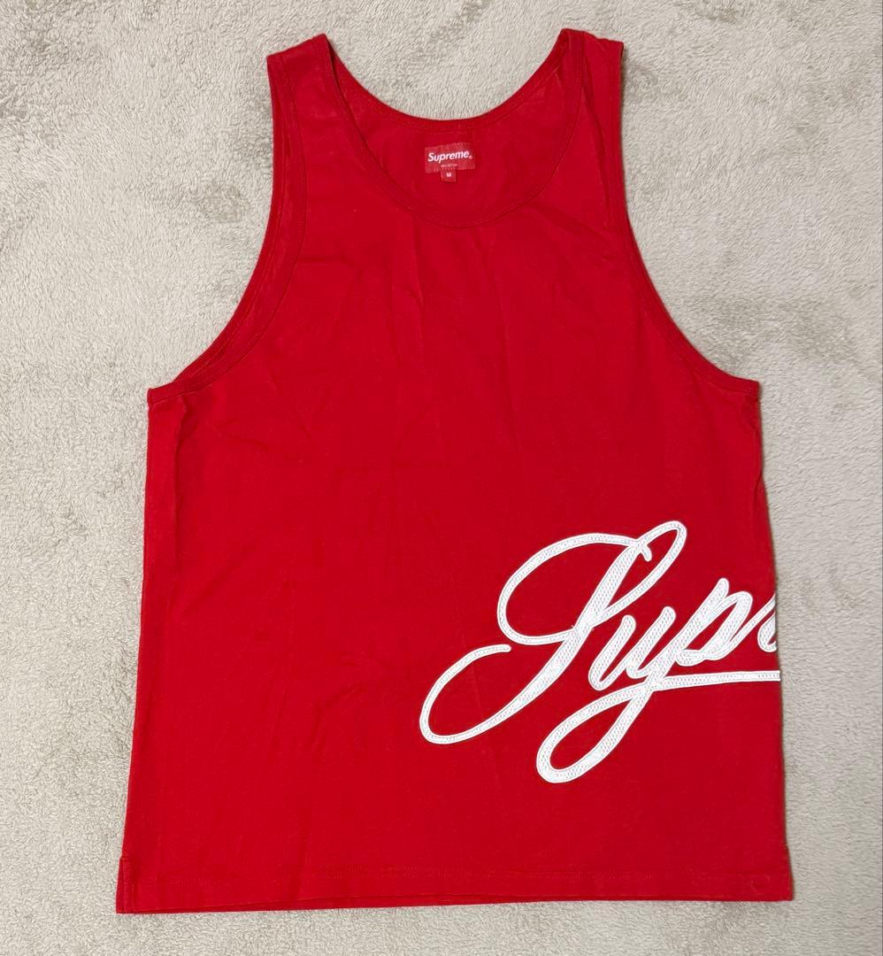 supreme Mesh Script Tank Top M 赤