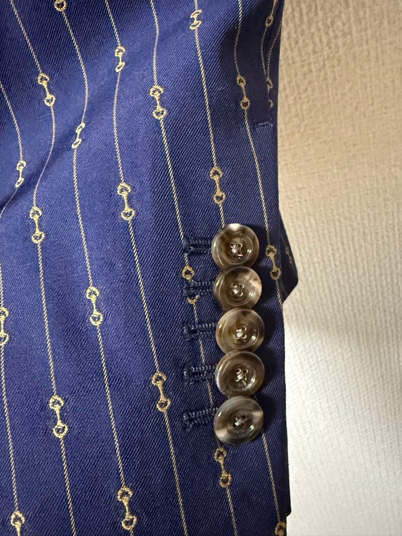 GUCCI ネイビー ホースビットモチーフスーツ　50