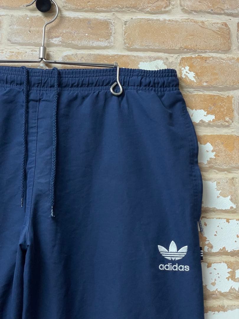 90s adidas アディダス　ナイロンパンツ　トレフォイル　ネイビー　刺繍