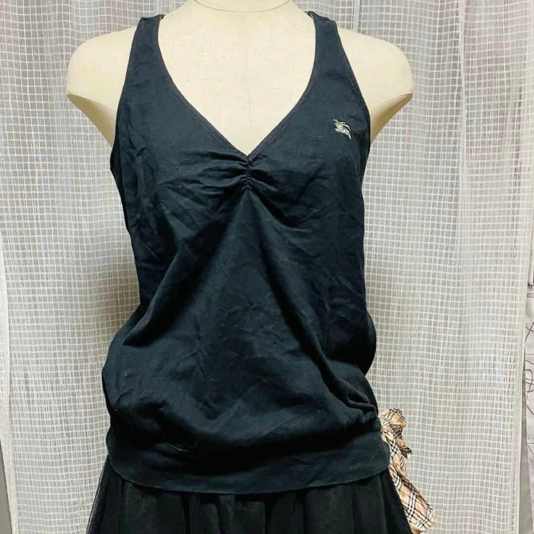 バーバリーブルーレーベル キャミ 黒 38 リボン　burberry