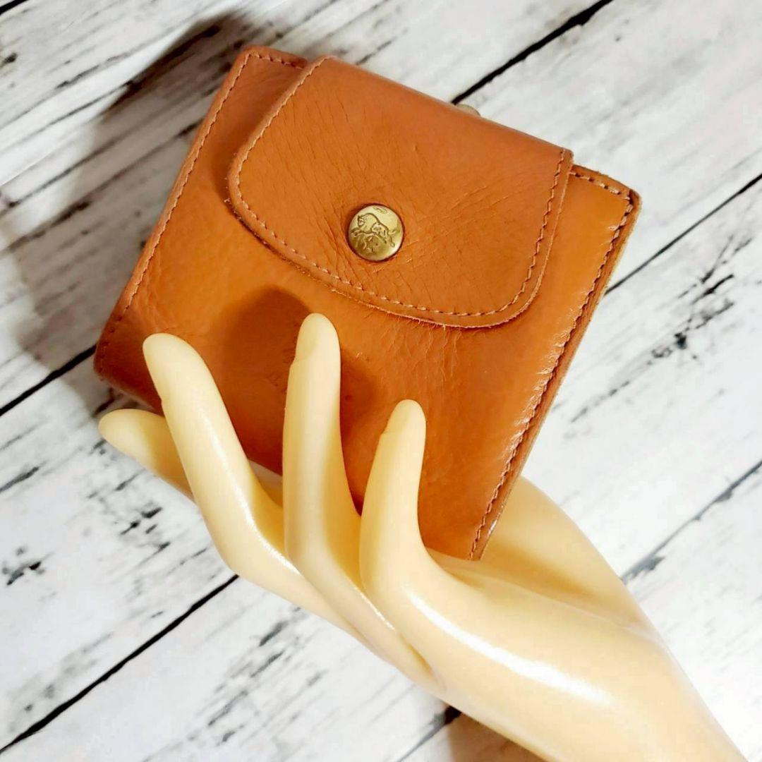 くまんつぇるんさま専用【高級感漂う美しい本革】　ガマ財布　オレンジ　バイソン刻印
