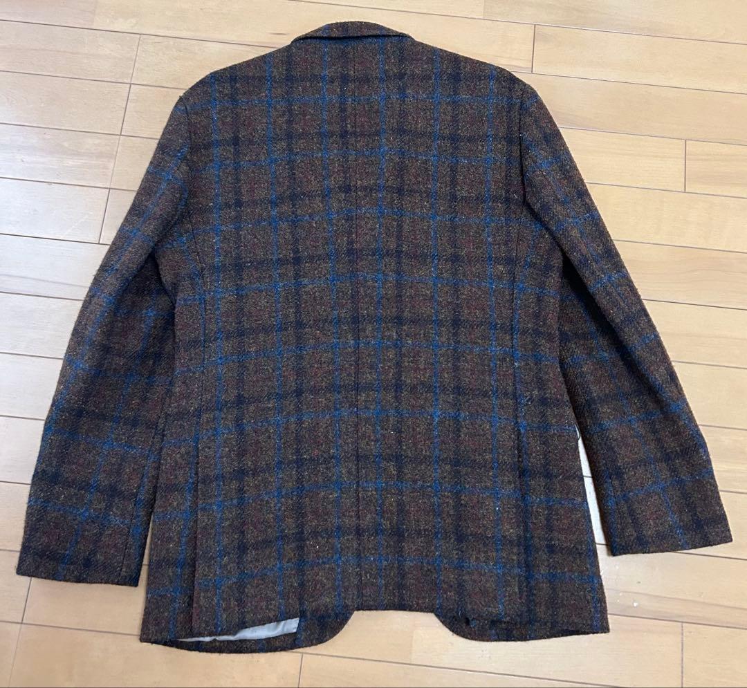 Harris Tweed ブラウン系チェック柄テーラードジャケット