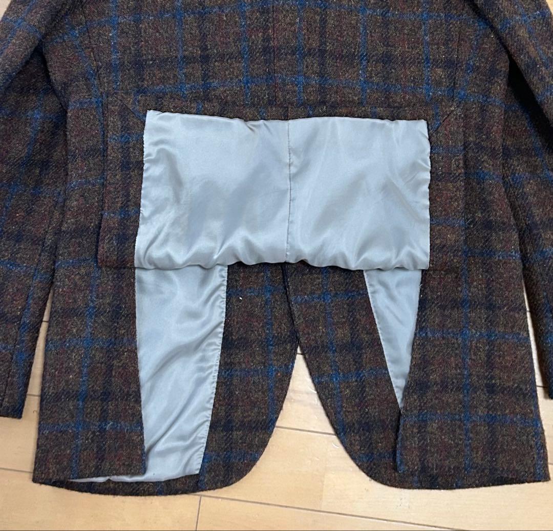 Harris Tweed ブラウン系チェック柄テーラードジャケット