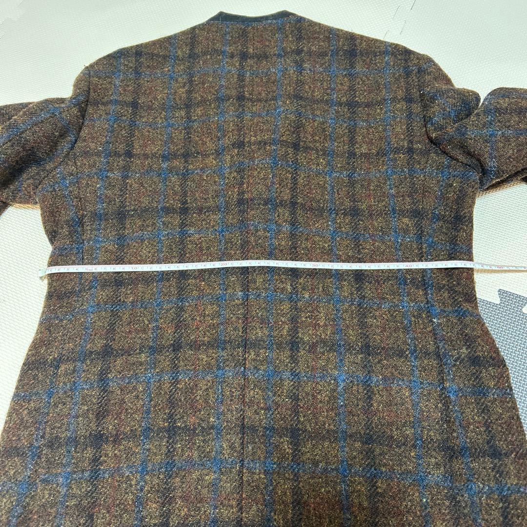Harris Tweed ブラウン系チェック柄テーラードジャケット