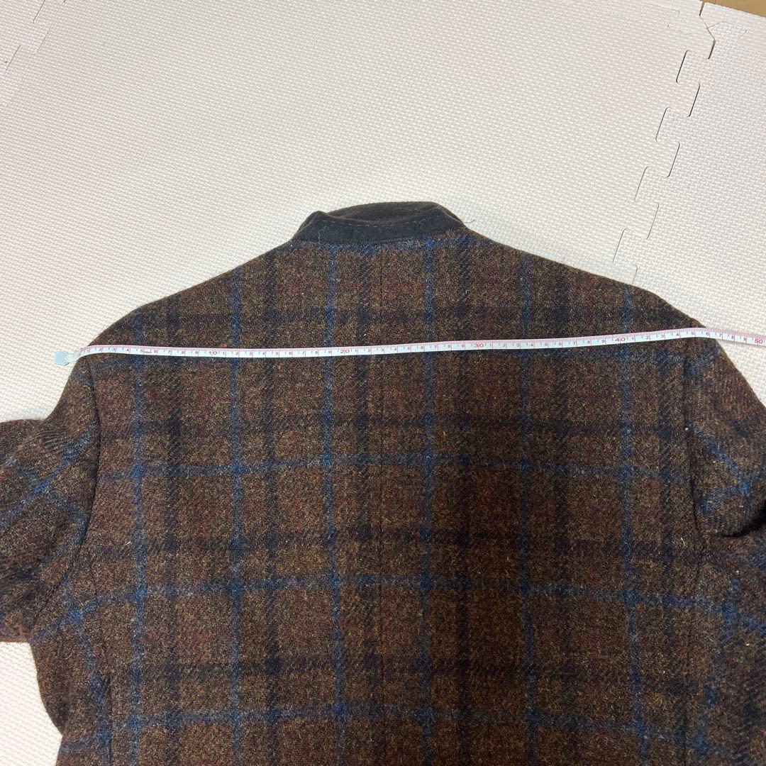 Harris Tweed ブラウン系チェック柄テーラードジャケット