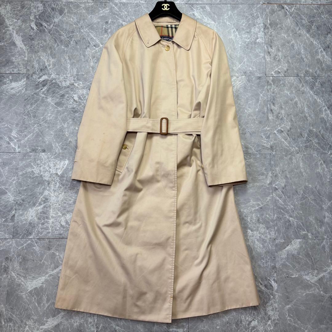 極美品♡バーバリー　ステンカラーコート　ベルト　ノバチェック ベージュ　XL